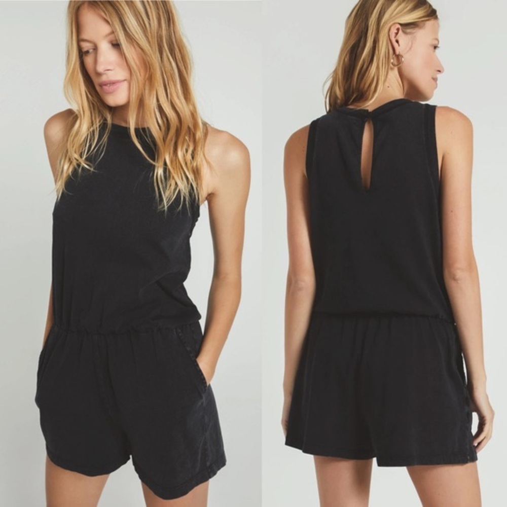 Z Supply Adira Cotton Romper Black - Size Small